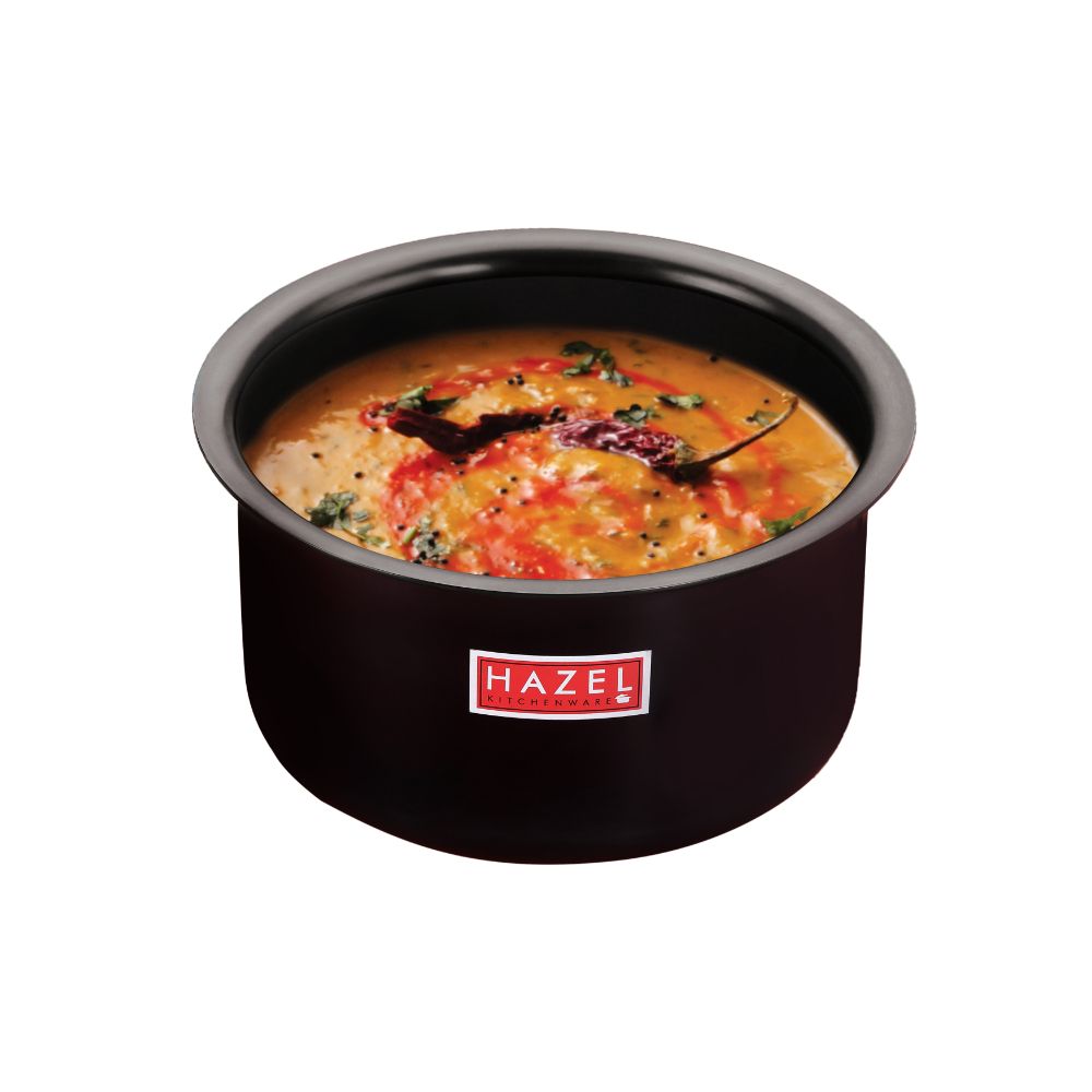 HAZEL Hard Anodised Tope Patila 3mm Aluminium Anodized Boiling Vessels Bhagona Dekchi, 21.8 cm, 4300 ML, Black