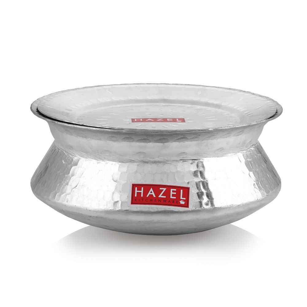 Hazel Biryani Pot| Aluminium Biryani Handi Set, 6300 ML| Premium Aluminium Hammered Finish Tope, Patila Handi | Multipurpose Aluminium Cooking Utensils for Kitchen