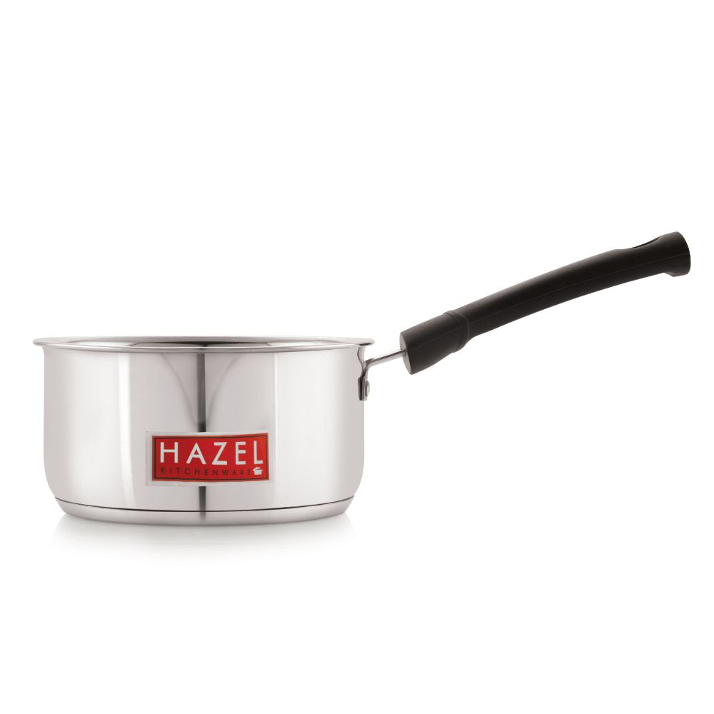 HAZEL Induction Bottom Sauce Pan Stainless Steel Saucepan Deep Bottom with Handle Induction Base for Tea Milk Maker Vessel Cooking, 16.1 cm, 1650 ML