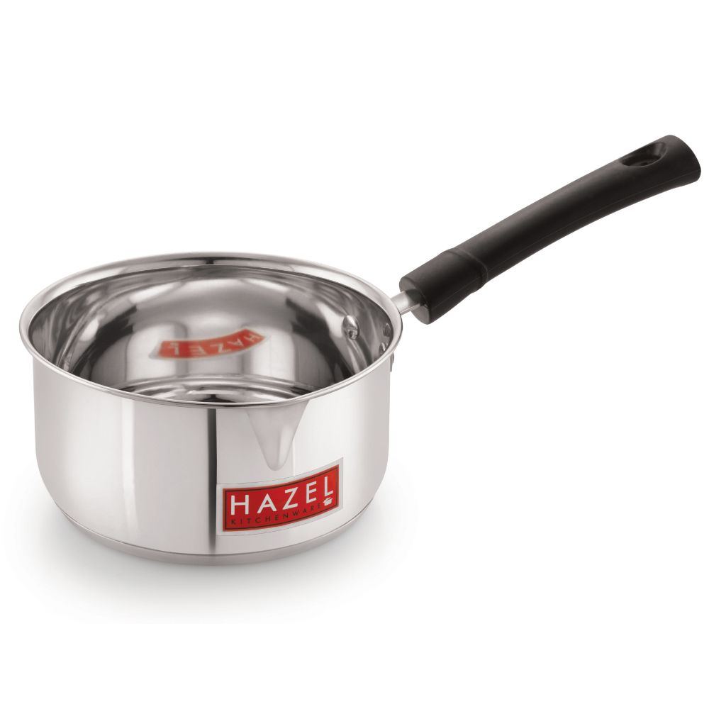 HAZEL Induction Bottom Sauce Pan Stainless Steel Saucepan Deep Bottom with Handle Induction Base for Tea Milk Maker Vessel Cooking, 16.1 cm, 1650 ML