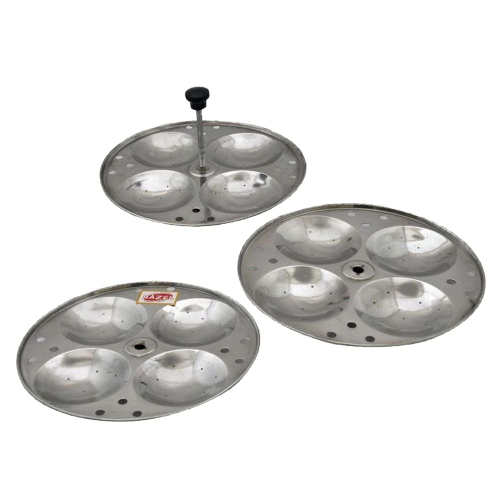 HAZEL Idli Stand Stainless Steel | 3-Rack Idli Plates for 12 Pieces Regular Size Idli Preparation | Supreme Quality Food Grade Idli Stand