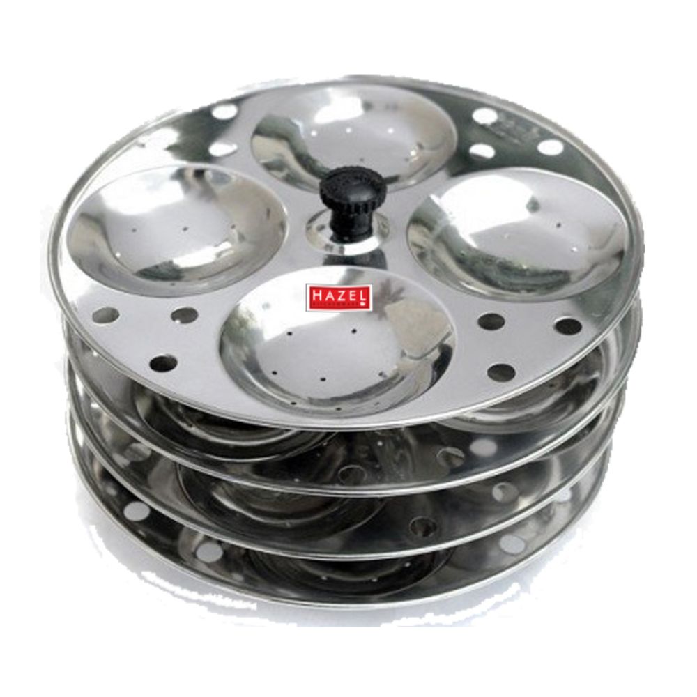 HAZEL Food Grade Stainless Steel Regular Idli Plate, 4-Rack Plates, 16 idlis