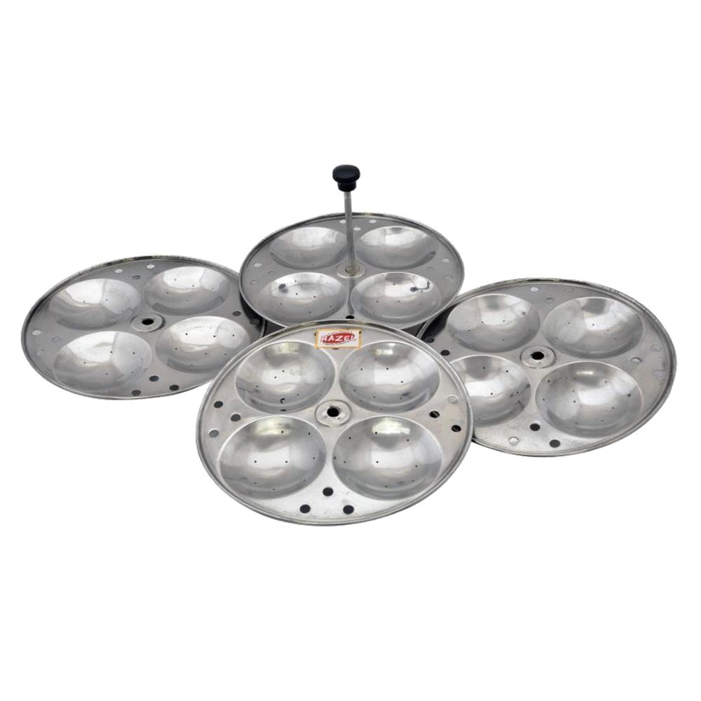 HAZEL Food Grade Stainless Steel Regular Idli Plate, 4-Rack Plates, 16 idlis