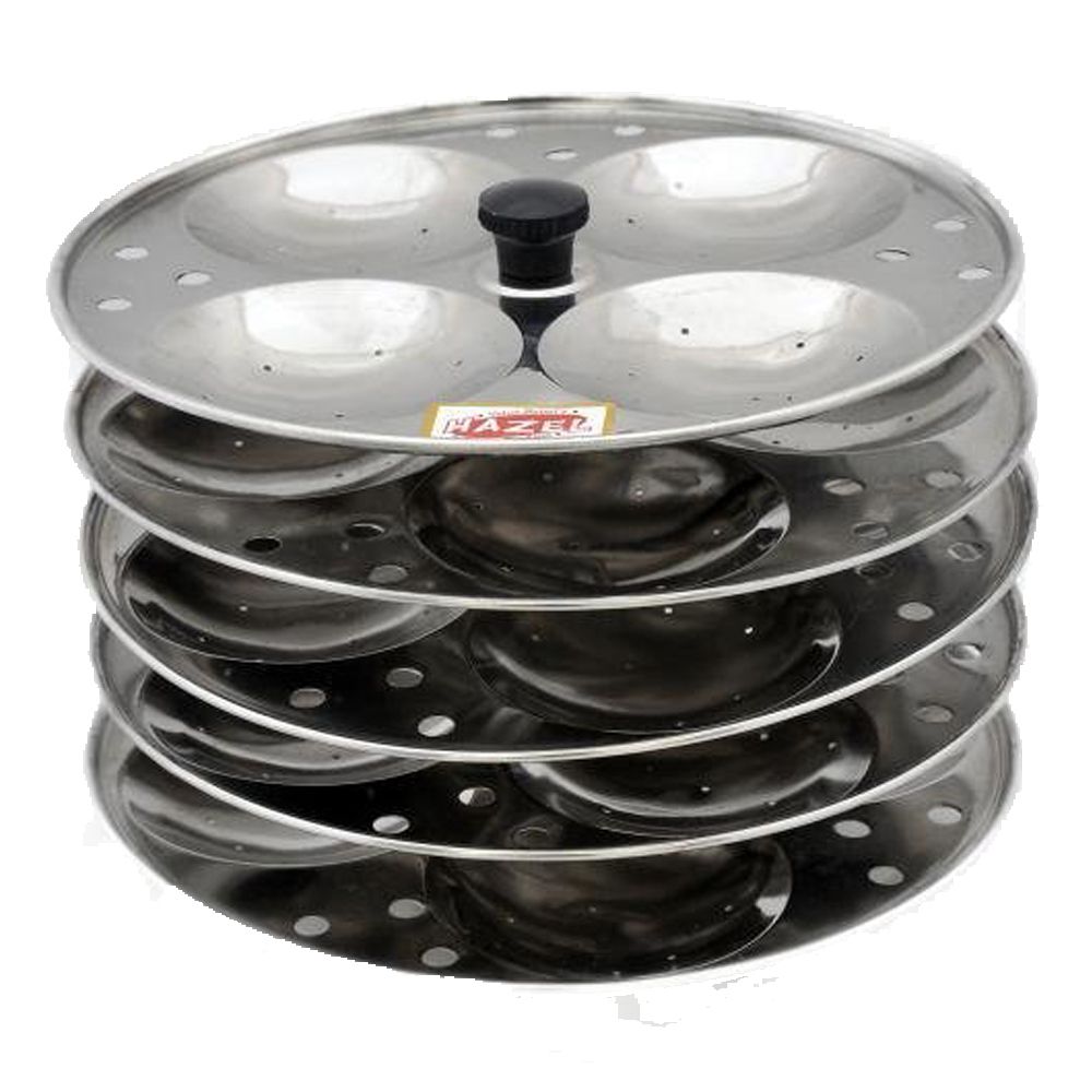 HAZEL Idli Stand Stainless Steel | 5-Rack Idli Plates for 20 Pieces Regular Size Idli Preparation | Supreme Quality Food Grade Idli Stand Ideal for Daily Usage