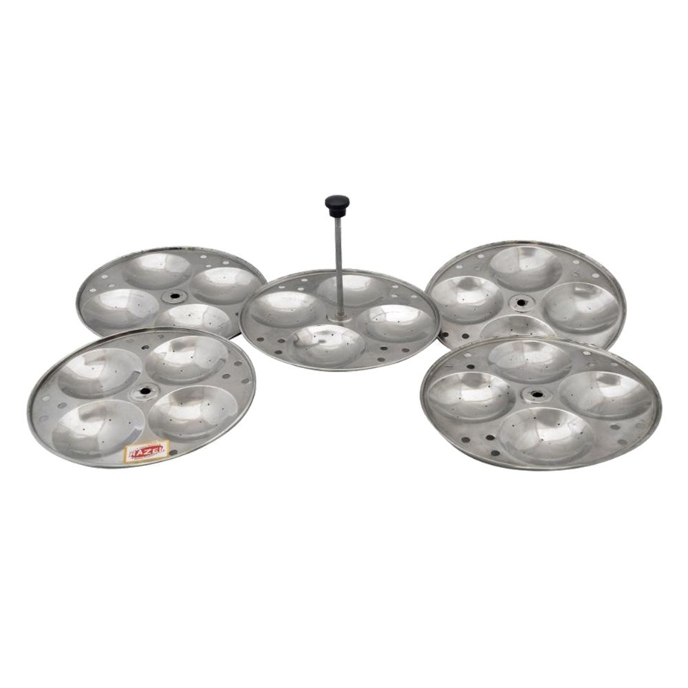 HAZEL Idli Stand Stainless Steel | 5-Rack Idli Plates for 20 Pieces Regular Size Idli Preparation | Supreme Quality Food Grade Idli Stand Ideal for Daily Usage