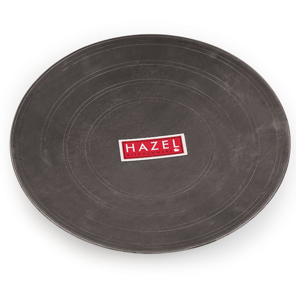 HAZEL Iron Traditional Flat Tawa Without Handle (Black, 29 cm)