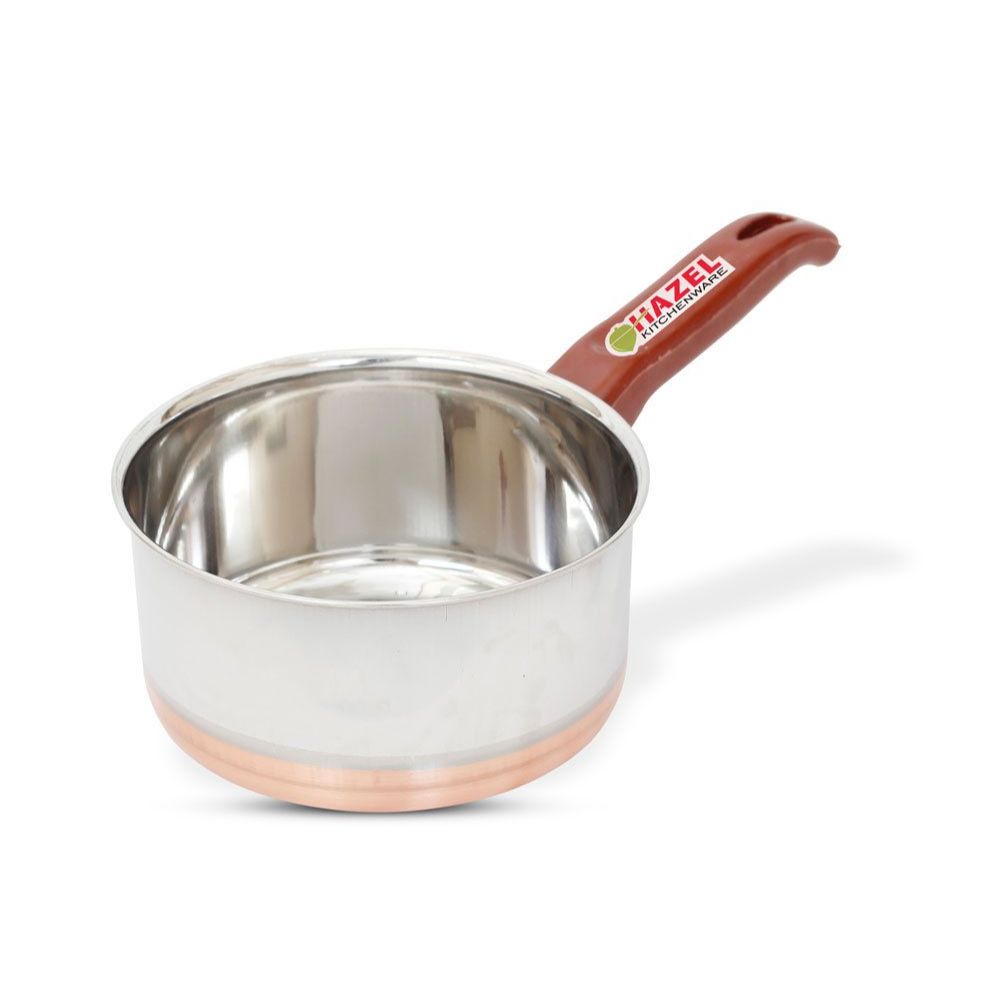 HAZEL Copper & Stainless Steel Sauce Pan, 750ml, 1 Piece (Silver)