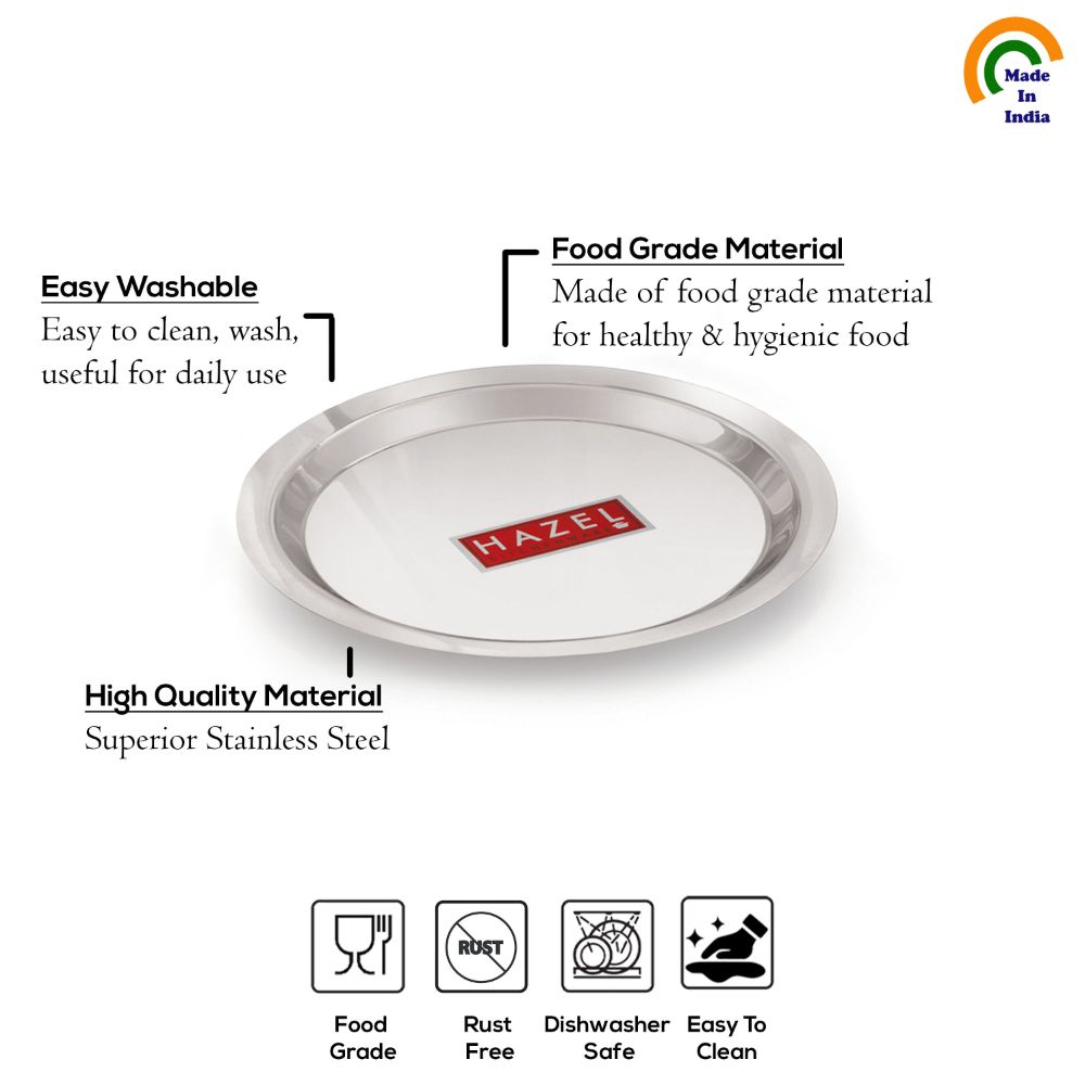 HAZEL Stainless Steel Lid Tope Cover Plates Ciba For Kadhai Vessels Pot Tope, 16.8 cm