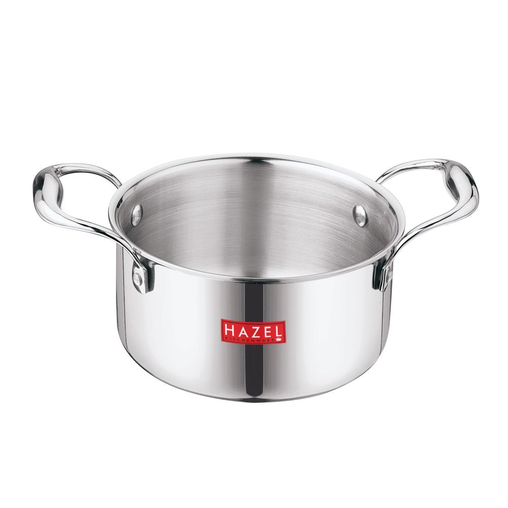 HAZEL Tri-Ply Stainless Steel Induction Bottom Tope with Handle, 2.3 Litre, 18.5 cm