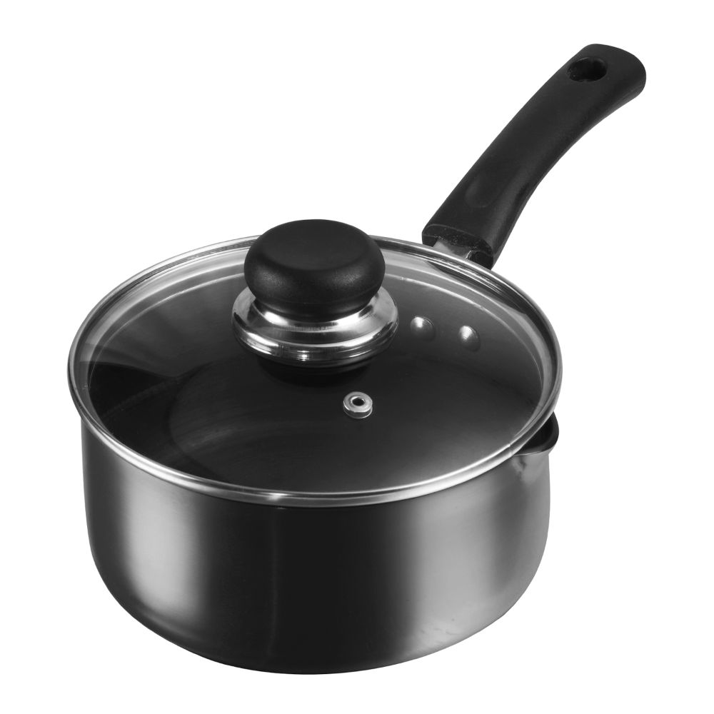 Vinod Hard Anodised Induction Friendly Saucepan with Glass Lid 16 cm- 1.7ltr