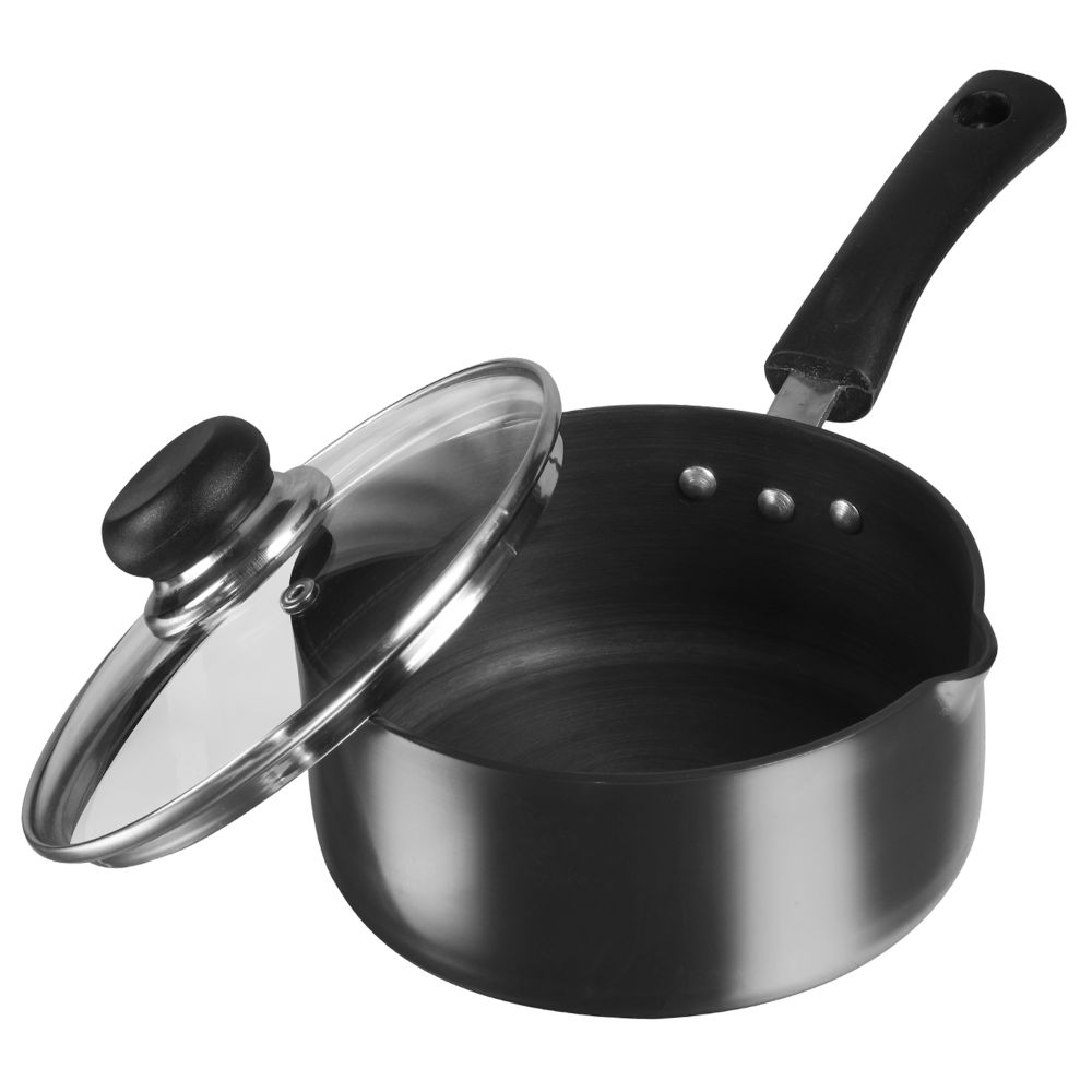 Vinod Hard Anodised Induction Friendly Saucepan with Glass Lid 16 cm- 1.7ltr