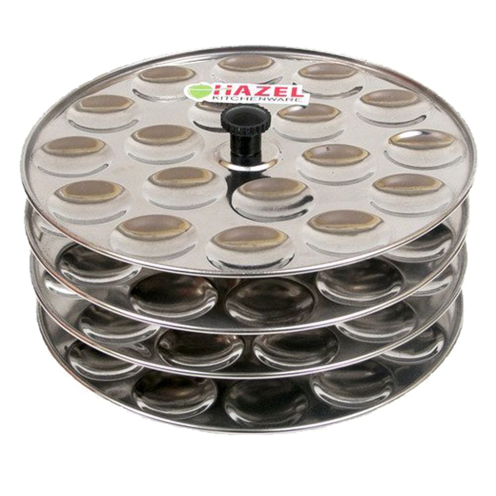 HAZEL Idli Maker Stainless Steel I Mini Idli Maker Set of 4, Silver I Idli Stand for 72 Idlis for Daily Usage