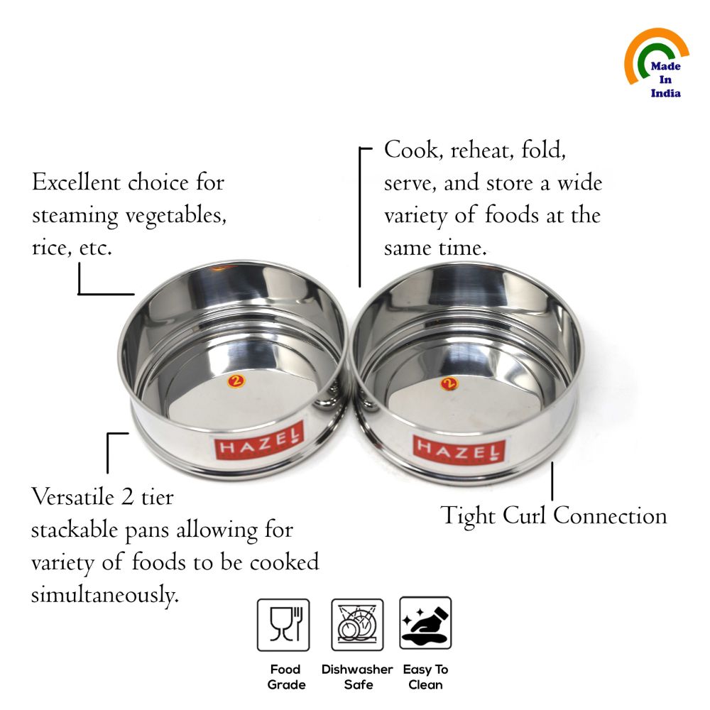 HAZEL Stainless Steel Cooker Dabba | Round Dabba for Cooker set of 2, 900 ml