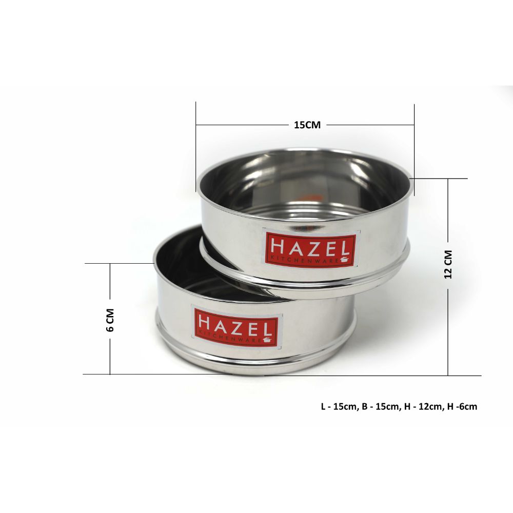 HAZEL Stainless Steel Cooker Dabba | Round Dabba for Cooker set of 2, 900 ml