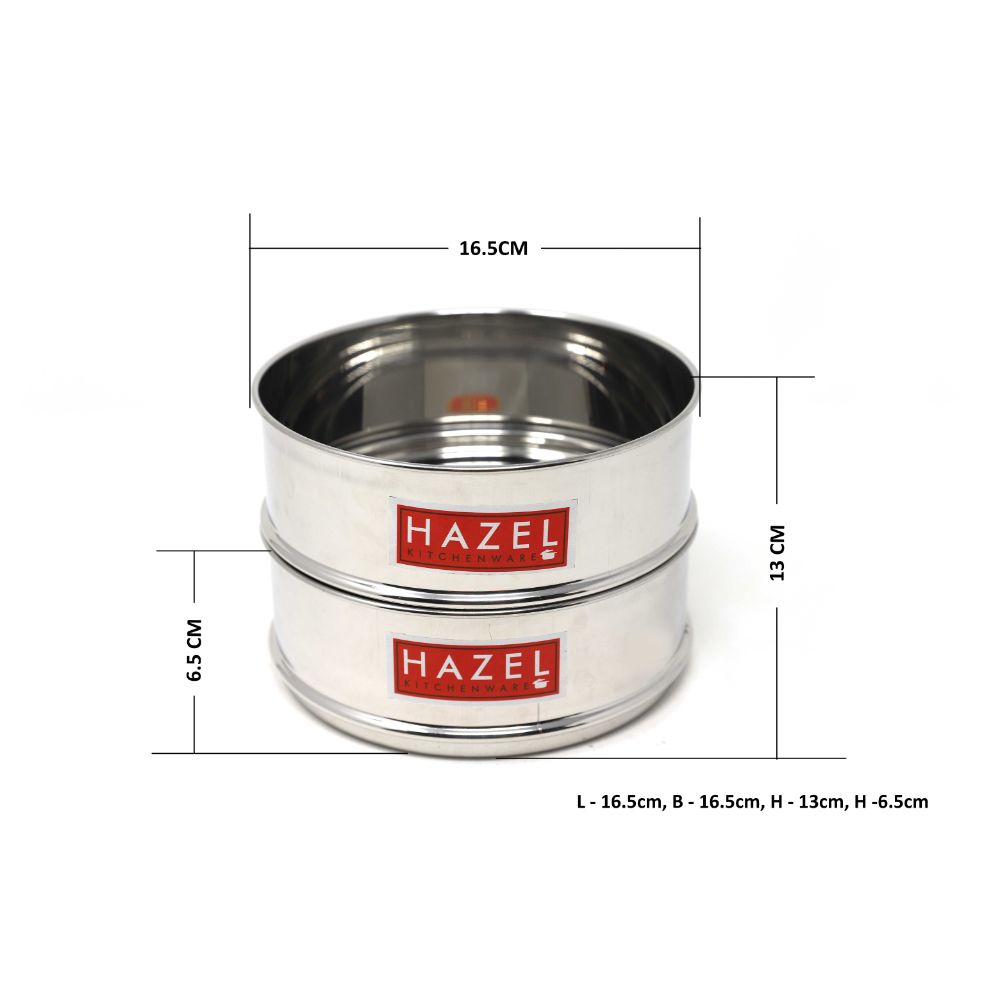 HAZEL Alfa Cooker Container | Cooker Vessel Set For 1150 Ml I Set Of 2 With Glossy Finish Stainless Steel Utensil Set | Rice Cooker Dabbas, Stackable Cooker Separators, Silver, 6 Liter