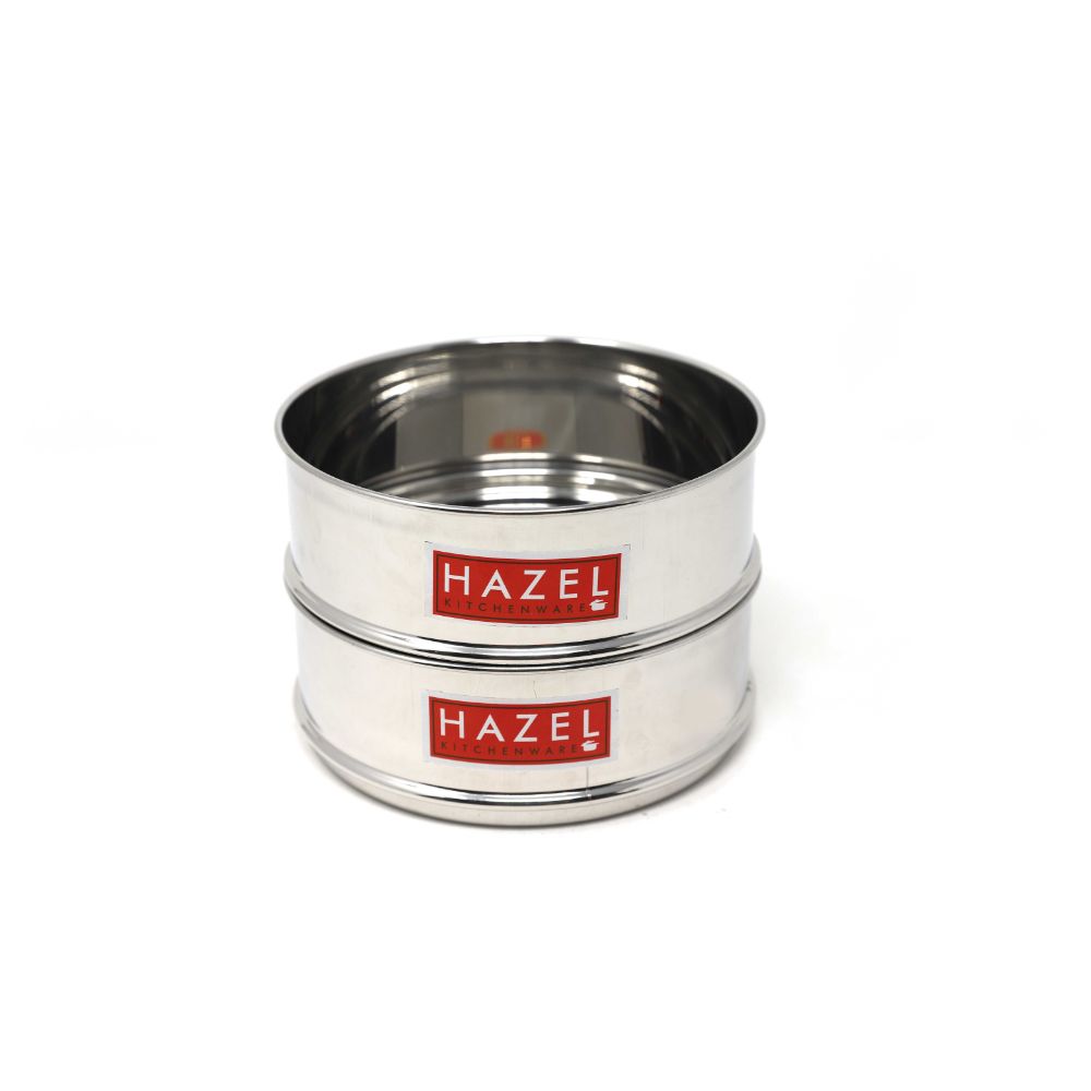 HAZEL Alfa Cooker Container | Cooker Vessel Set For 1150 Ml I Set Of 2 With Glossy Finish Stainless Steel Utensil Set | Rice Cooker Dabbas, Stackable Cooker Separators, Silver, 6 Liter