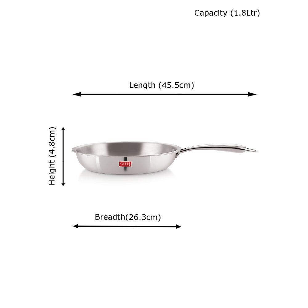 HAZEL Triply Stainless Steel Induction Bottom Fry Pan, 1.8 Litre, 24 cm