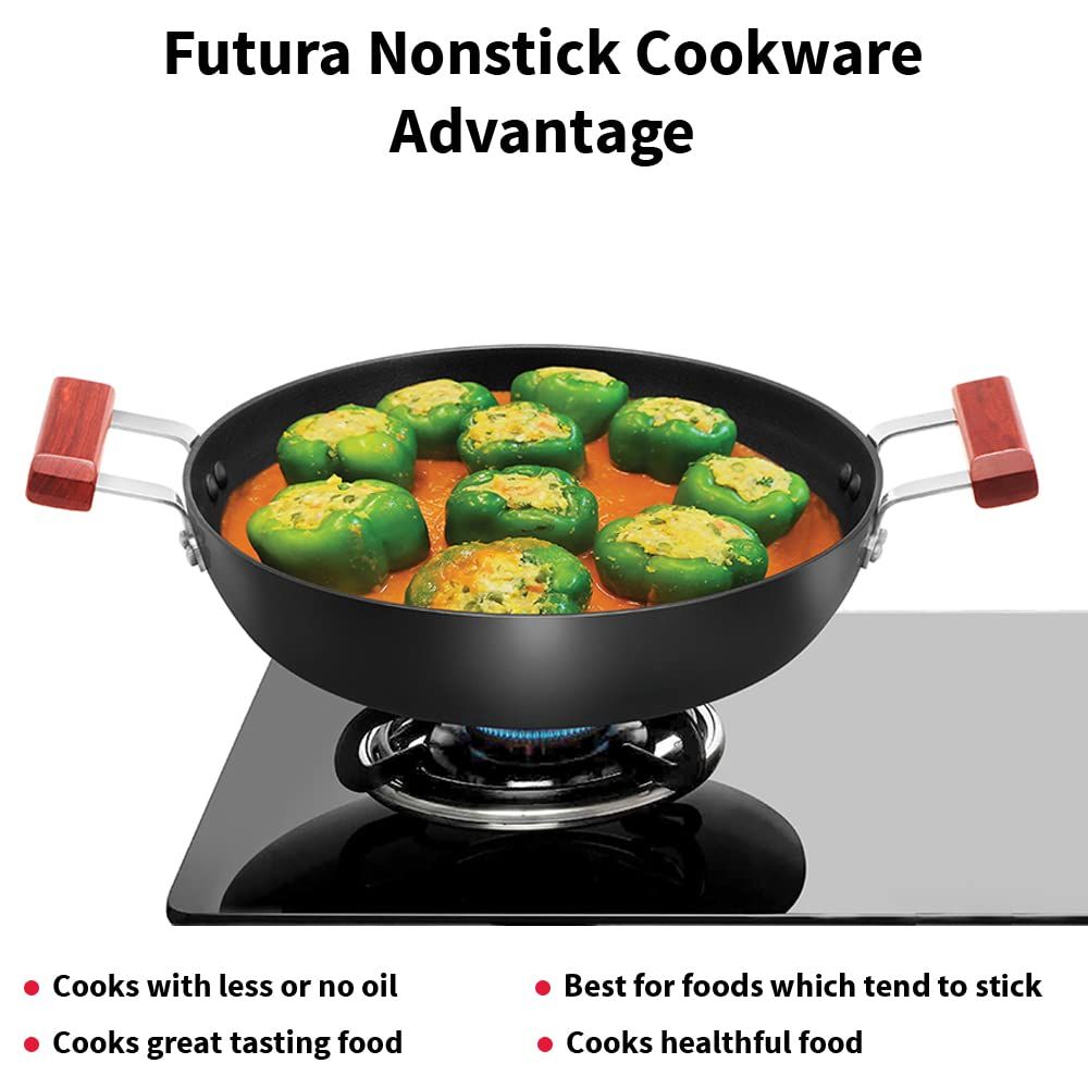 Hawkins Futura 3 Litre Cook n Serve Frying Pan, Non Stick Frying Pan with Glass Lid, Big Frying Pan, Black (NCF28G)