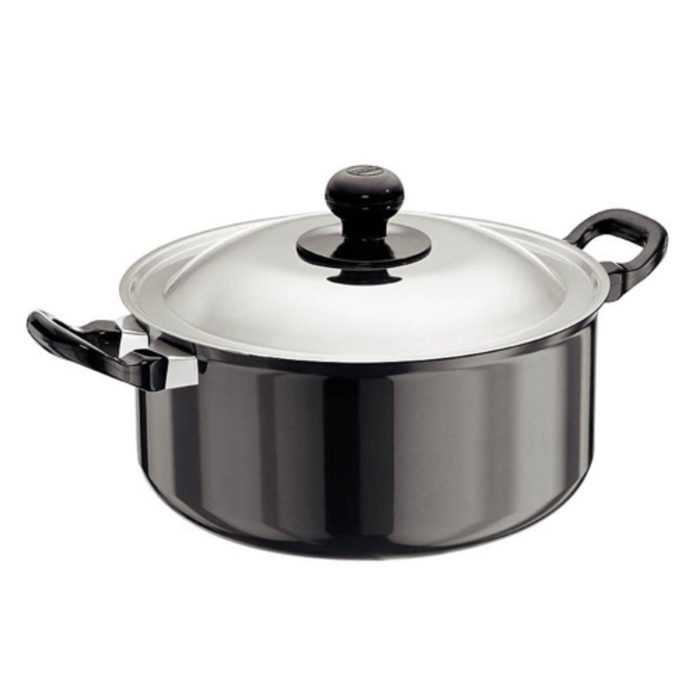 Hawkins Futura 5 Litre Cook n Serve Stewpot, Non Stick Pot with Stainless Steel Lid, Cooking Pot with Lid, Black (NST50)