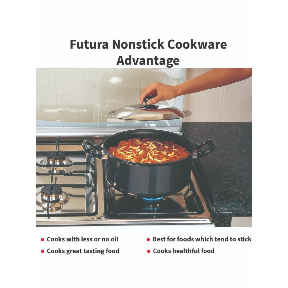 Hawkins Futura 5 Litre Cook n Serve Stewpot, Non Stick Pot with Stainless Steel Lid, Cooking Pot with Lid, Black (NST50)