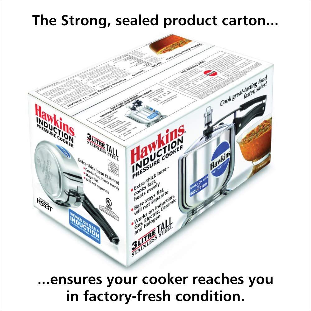 Hawkins 3 Litre Pressure Cooker, Stainless Steel Inner Lid Cooker, Tall Design Cooker, Induction Cooker, Silver (HSS3T)