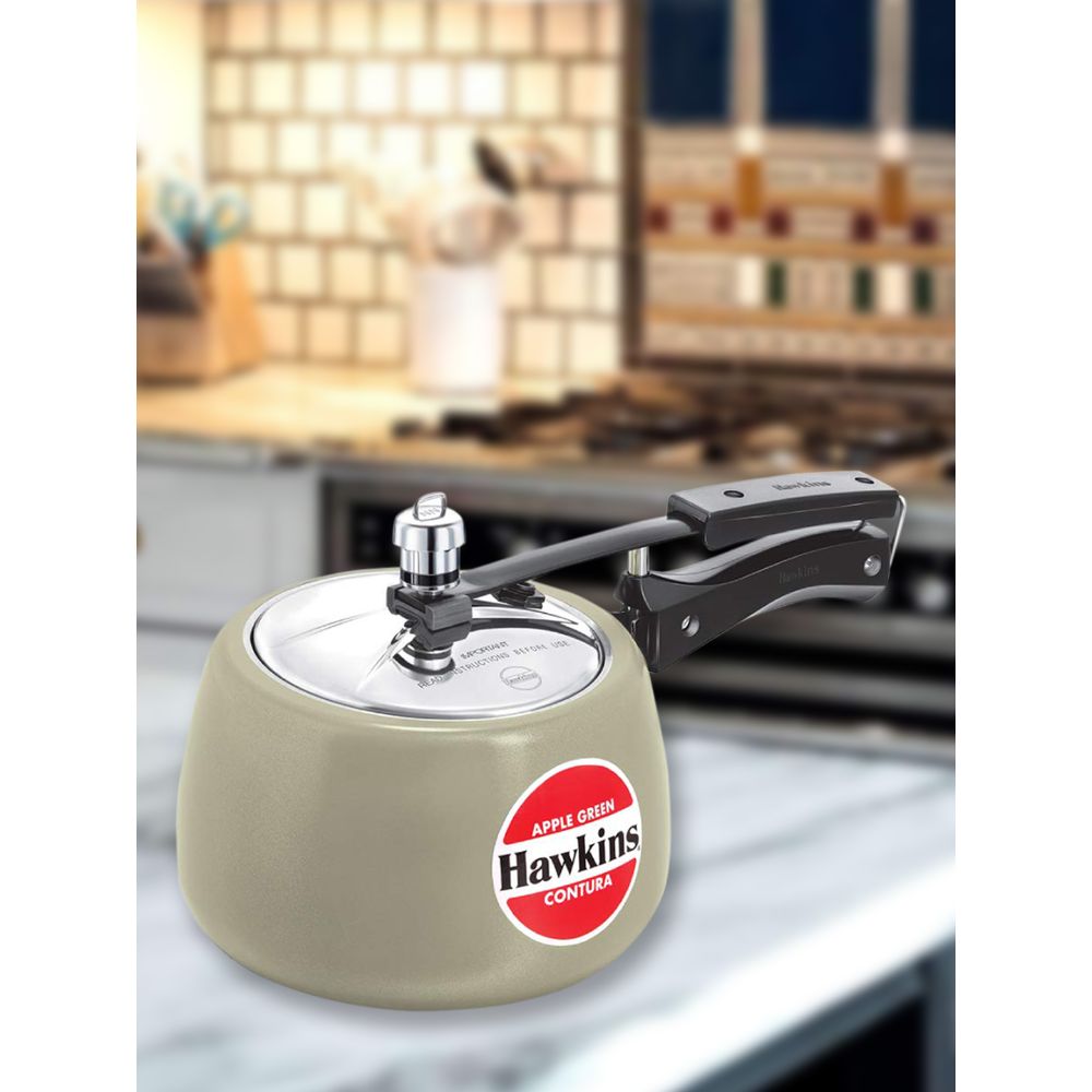 Hawkins Ceramic- Coated Contura 3L Green Apple Aluminium Inner Lid Pressure Cooker