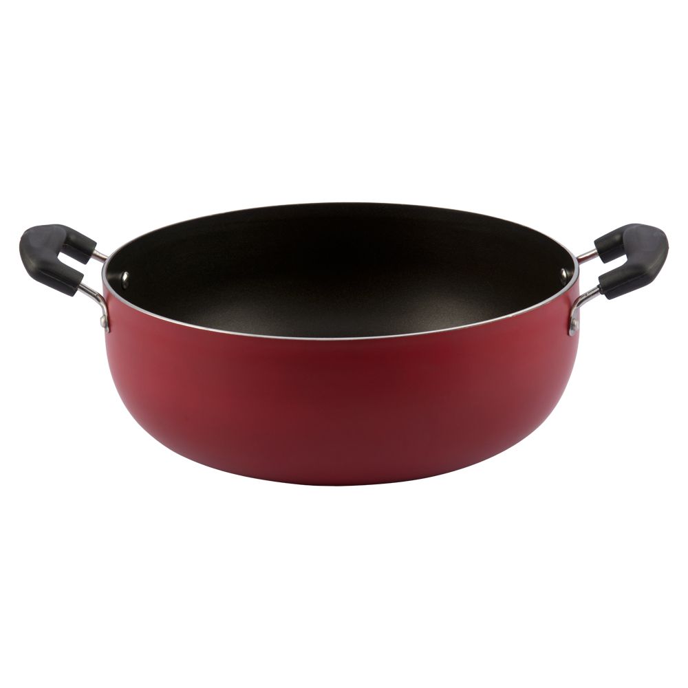 Vinod Aluminium Zest Inducto Non Stick Kadai - 24 cm, 2.8 Litre, 3.5 mm/Triple Layer, Scratch Proof, Toxin Free/Induction and Gas Base - Red (2 Year Warranty)