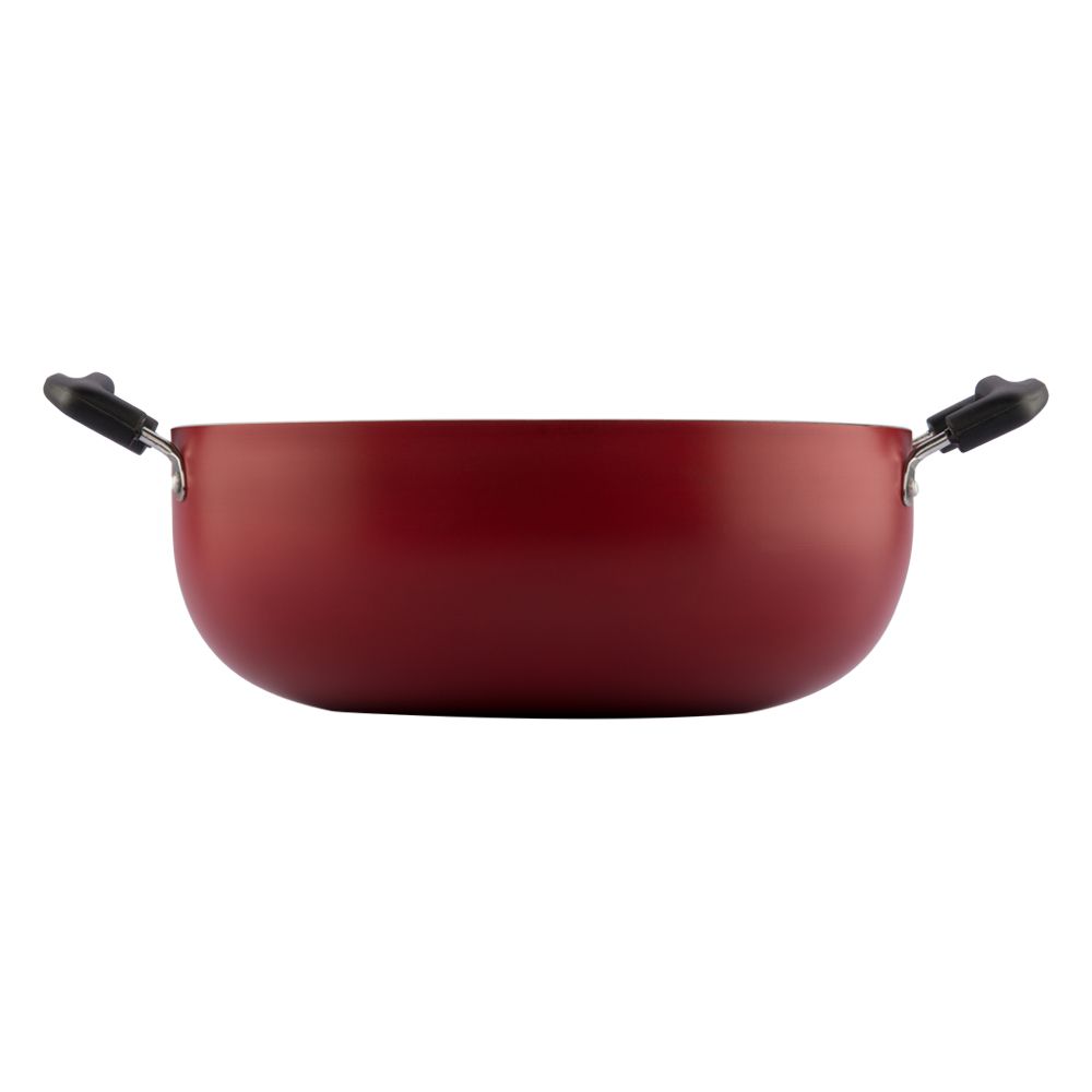 Vinod Aluminium Zest Inducto Non Stick Kadai - 24 cm, 2.8 Litre, 3.5 mm/Triple Layer, Scratch Proof, Toxin Free/Induction and Gas Base - Red (2 Year Warranty)