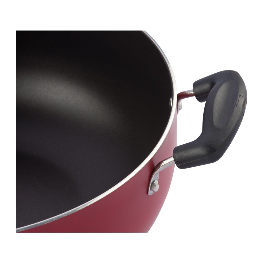 Vinod Aluminium Zest Inducto Non Stick Kadai - 24 cm, 2.8 Litre, 3.5 mm/Triple Layer, Scratch Proof, Toxin Free/Induction and Gas Base - Red (2 Year Warranty)