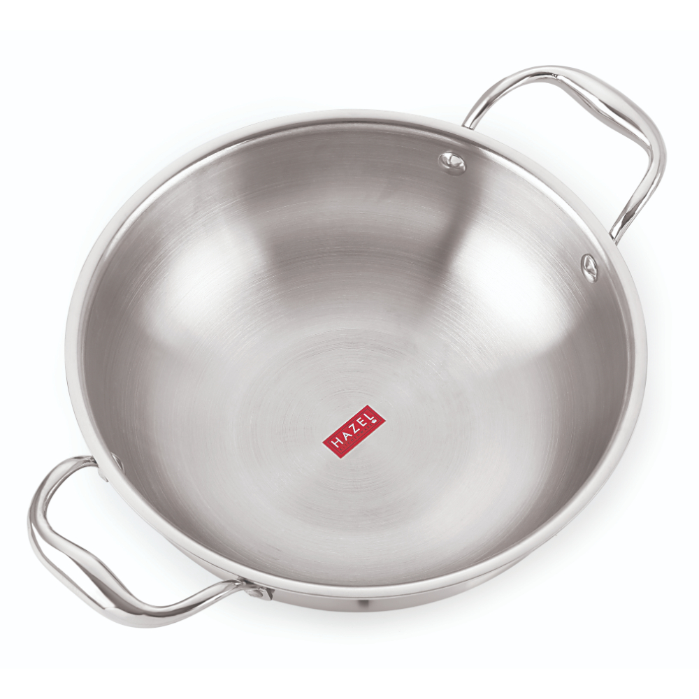 HAZEL Triply Stainless Steel Induction Bottom Kadhai, 1.2 Litre, 18.5 cm