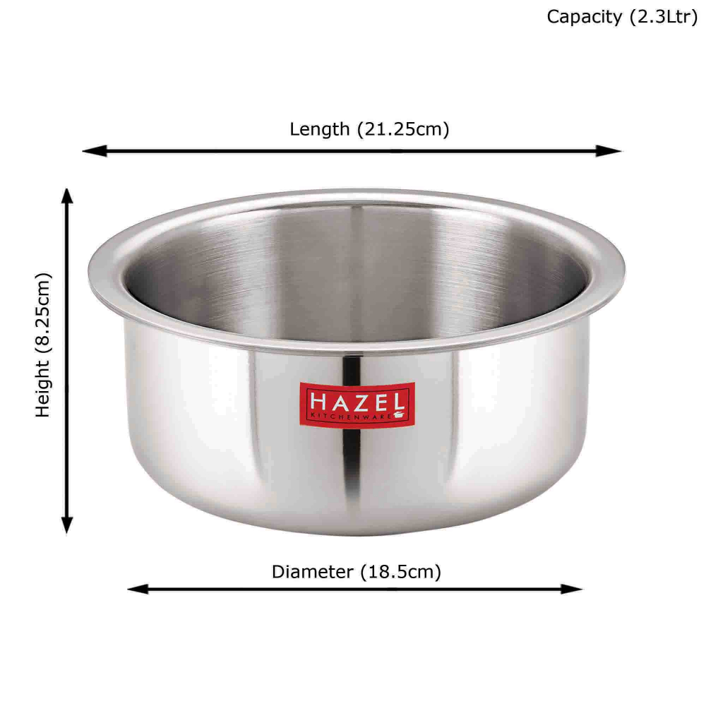 HAZEL Triply Stainless Steel Induction Bottom Tope, 2.3 Litre, 18.5 cm