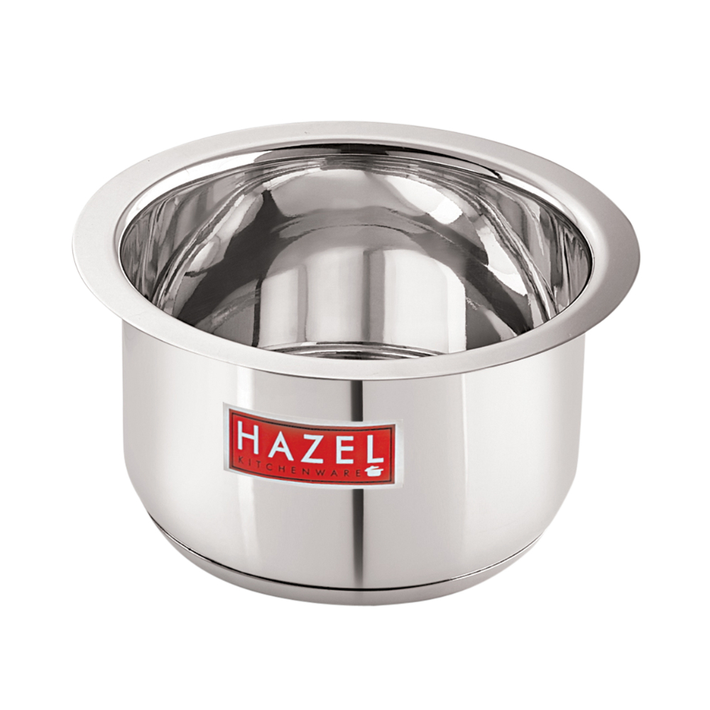 HAZEL Induction Bottom Tope Stainless Steel Heavy Base Thick Flat Bottom Patila Cookware Utensil For Cooking Rice Kitchen, 20.5 cm, 3900 ML