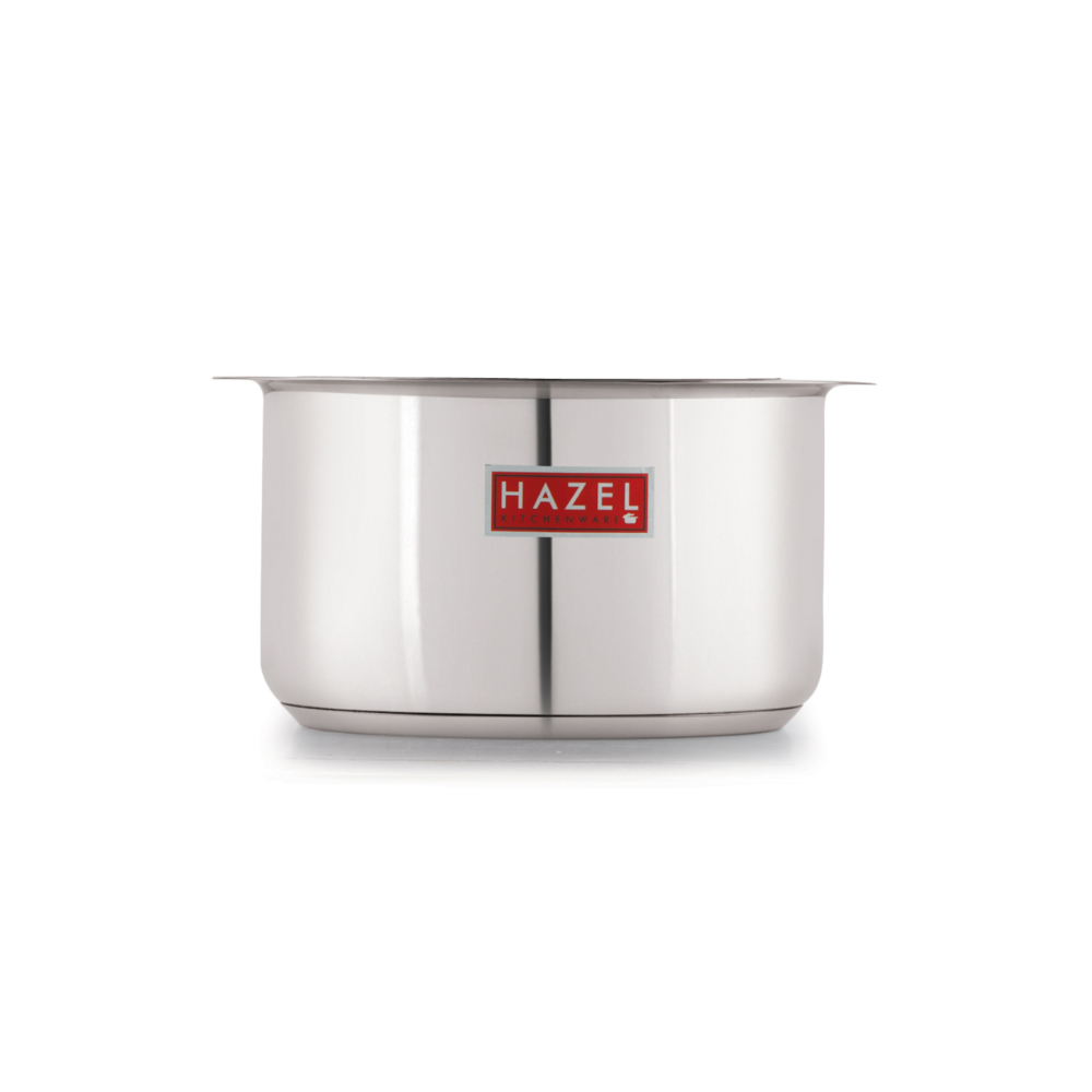 HAZEL Induction Bottom Tope Stainless Steel Heavy Base Thick Flat Bottom Patila Cookware Utensil For Cooking Rice Kitchen, 20.5 cm, 3900 ML