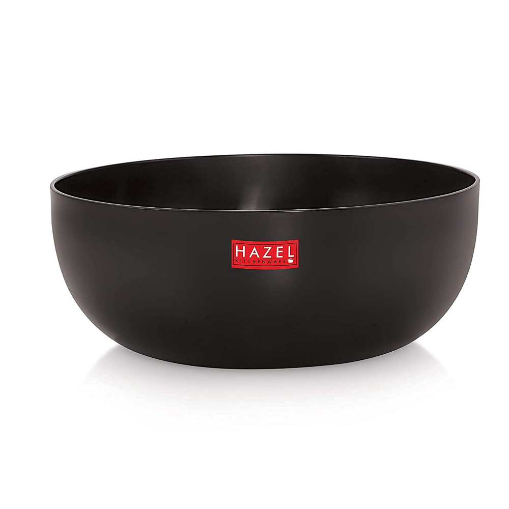 HAZEL Hard Anodised Tasra Tasla | Deep Anodized Kadhai without Handle Cookware Utensil For Frying, 1800 ml, 19.8 cm, Black