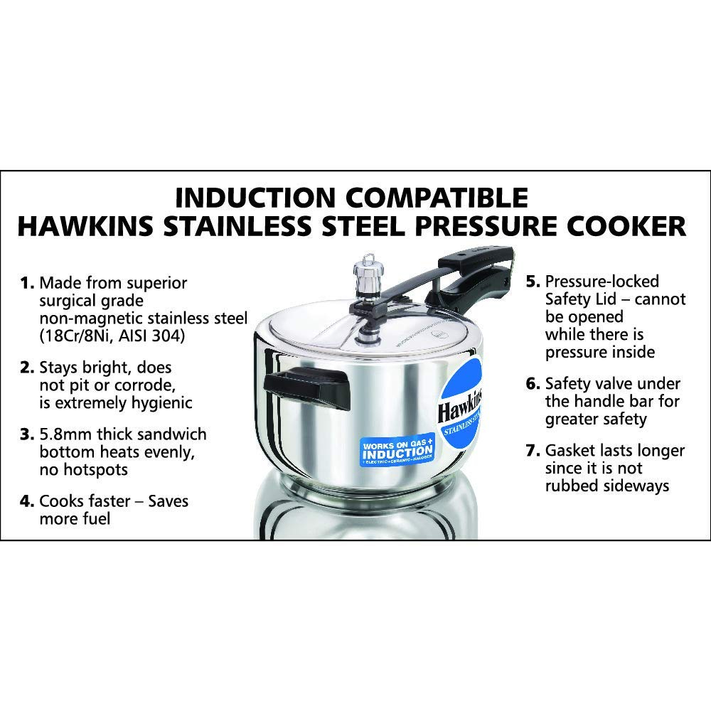 Hawkins Stainless Steel 4L Pressure Cooker (B45)