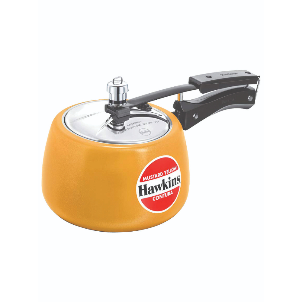 Hawkins Contura Ceramic- Coated Contura 3 Ltr Mustard Yellow Pressure Cooker