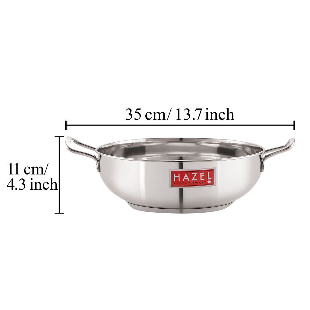 HAZEL Stainless Steel Induction Bottom Kadhai, 27 cm, Silver