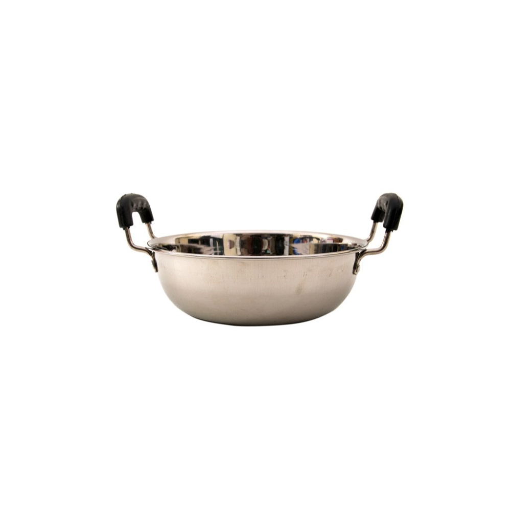 HAZEL Stainless Steel Kadai With Handle, Silver, 1.5 Litres