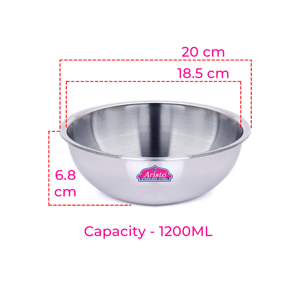 Aristo Triply Induction Friendly Tasra With Stainless Steel Lid, Silver, 18.5 cm, 1.2 Litre