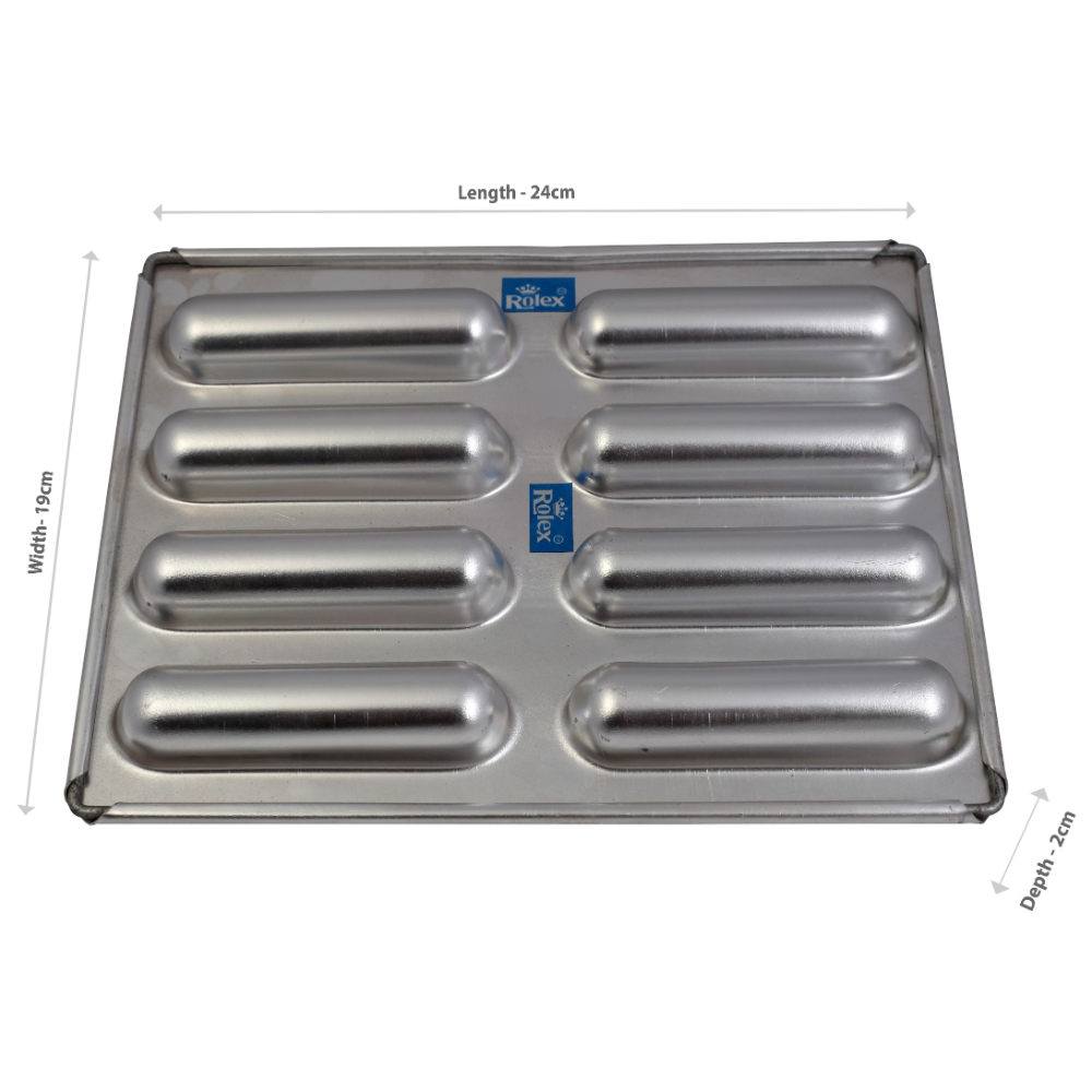 Rolex Aluminium Muffin Bakeware Tray Finger Éclair 8 Cavity