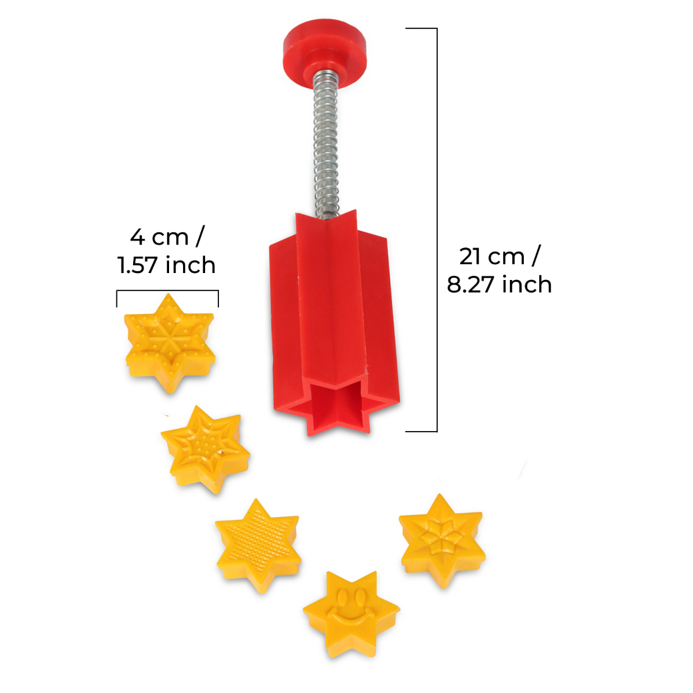 DS Star Shape 5-Desings Peda / Sweet Fast Stamping / Mithai Cutter, Plastic