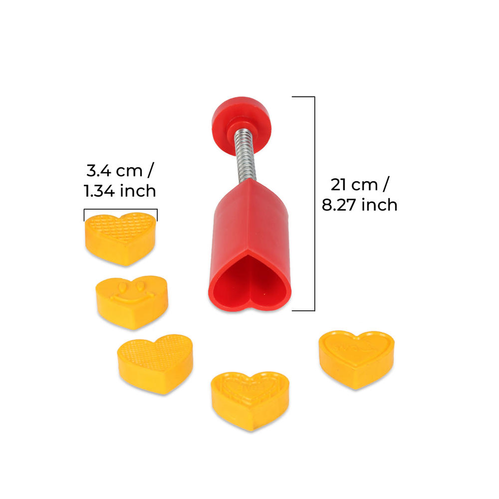 DS Heart Shape 5-Desings Peda / Sweet Fast Stamping / Mithai Cutter, Plastic
