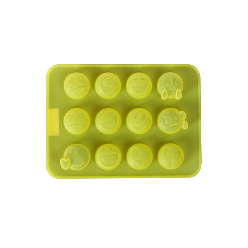 HAZEL 10 Cavity Silicon Smiley Shape Chocolate Ice Cube Mould, 1 Pc, Yellow