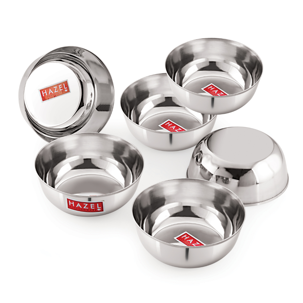 HAZEL Stainless Steel Mixing Bowl Wati Set of 6, 22 cm X 9 cm 2300 ml