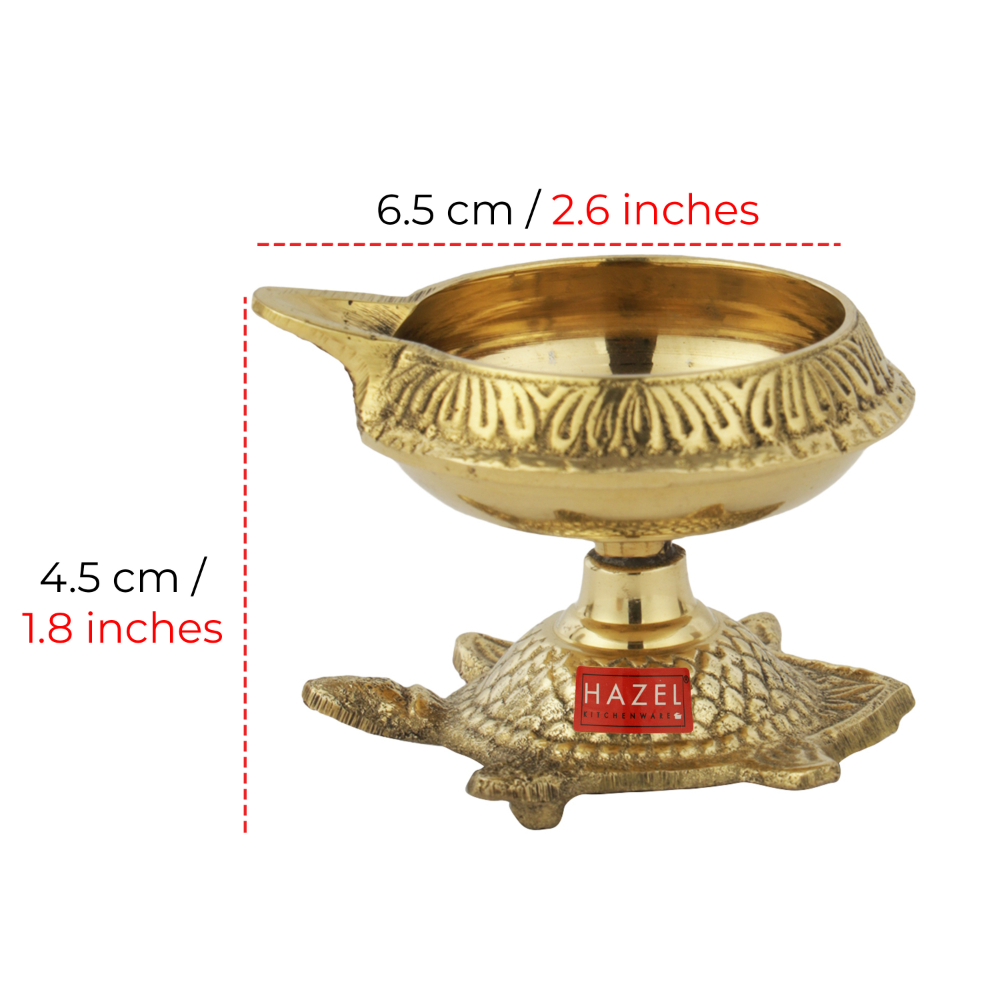 HAZEL Kanchua Kuber Brass Tortoise Diya, Large, Golden