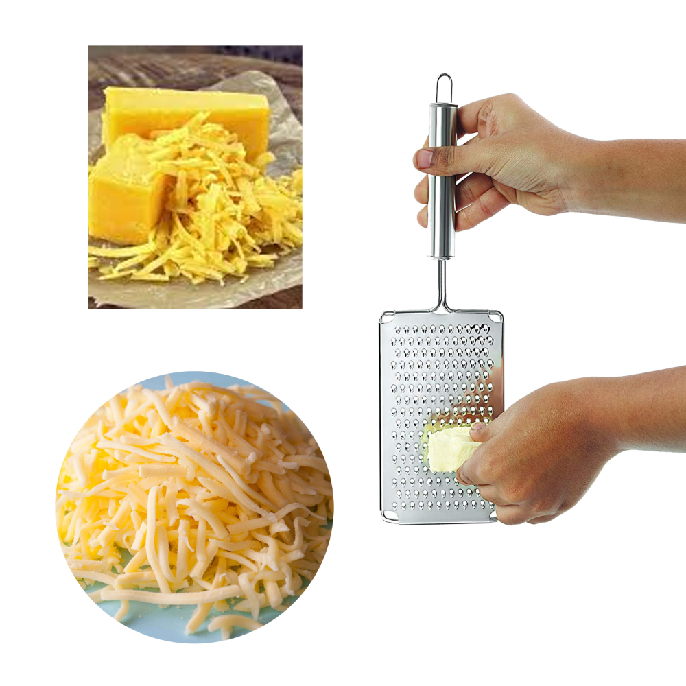 HAZEL Stainless Steel Cheese Grater With Pipe Handle, Silver Premium Quality