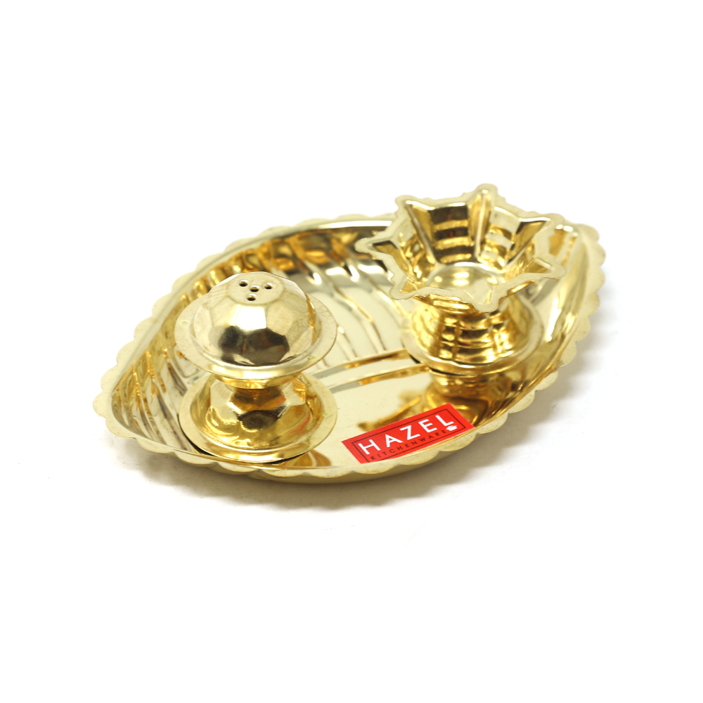 HAZEL Shank Karma Brass Pooja Thali Set of 2, Brass