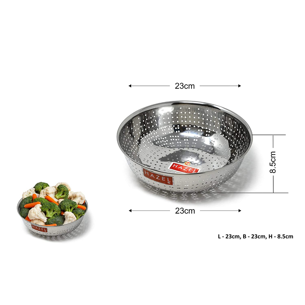 HAZEL Stainless Steel Multipurpose Food & Vegetable Strainer, 1 Pc, Dia 23 cm