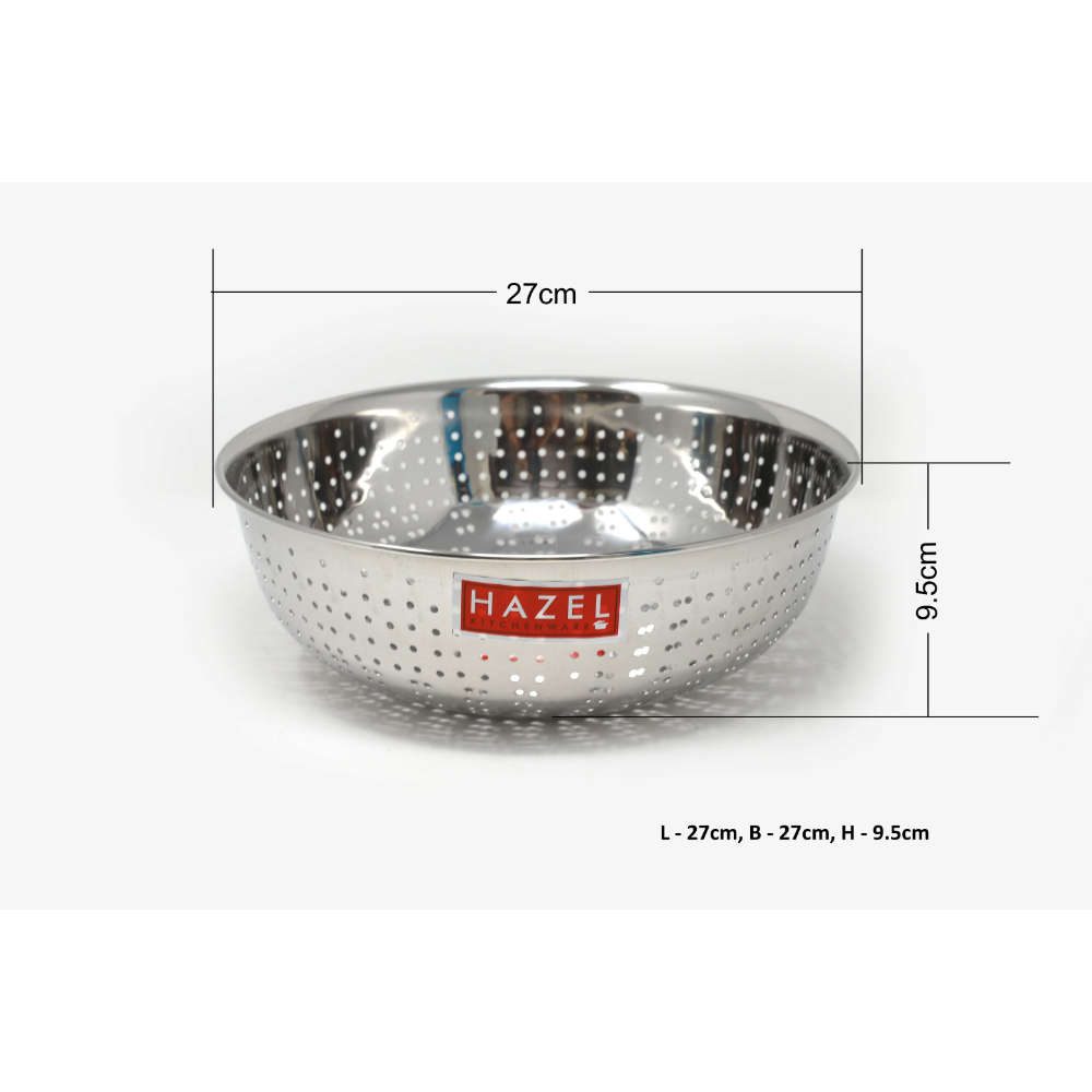 HAZEL Stainless Steel Multipurpose Food & Vegetable Strainer, 1 Pc, Dia 27 cm