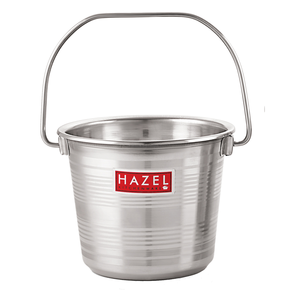 HAZEL Stainless Steel RT Non Joint Leak Proof Water Storage Bucket, 12.5 Ltr, Silver